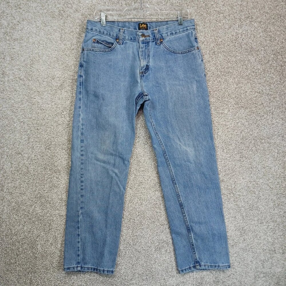 Vintage Lee Jeans Mens 33X29 Blue Denim Cotton Straight Leg Regular Fit Work